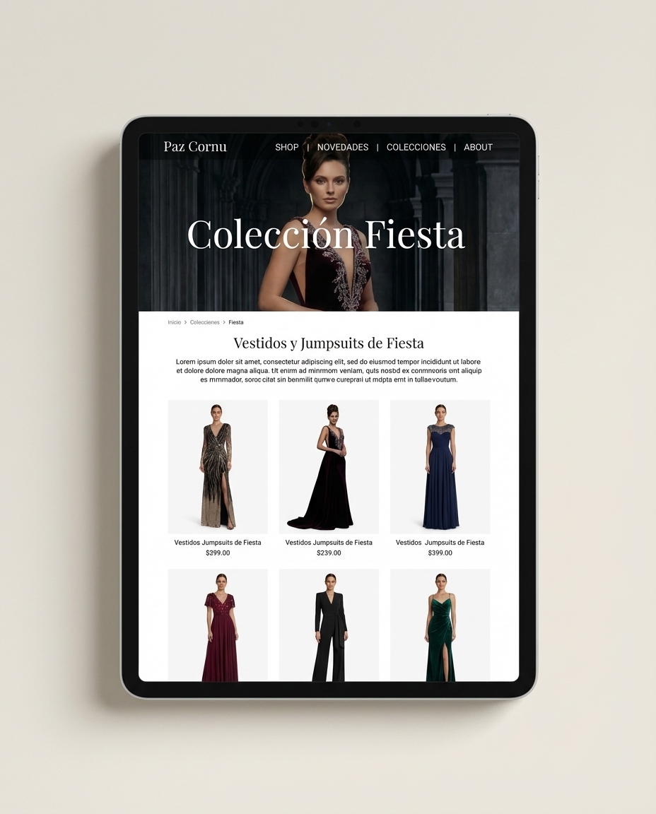 Landing de colecci&oacute;n Fiesta con estructura SEO